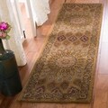 Handmade Heritage Medallion Light Brown/ Grey Wool Rug (2'3 x 10')