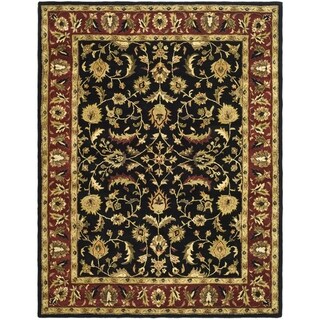 Handmade Heritage Heirloom Black/ Red Wool Rug (9' x 12')