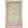 Persian Hand-knotted Nain Light Green/ Ivory Wool Rug (4'6 x 7'6)