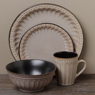 Tabletops Unlimited Beads Taupe 16-piece Dinnerware Set