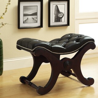 TRIBECCA HOME Imperial Dark Brown Bench with Nailhead Detail