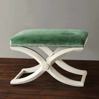 TRIBECCA HOME Imperial Green Velvet Bench with Nailhead Detail