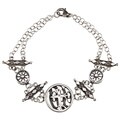 Silver-plated Antique Finish Cross Charm Bracelet (Israel)