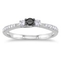 Miadora Sterling Silver 1/3ct TDW Black and White Diamond Ring