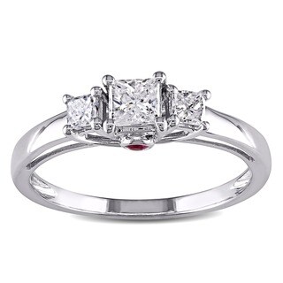 Miadora 14k White Gold 1/2ct TDW Diamond and Pink Sapphire Ring (G-H, I1-I2)