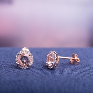 Miadora Rose Goldplated Sterling Silver Morganite and Diamond Earrings