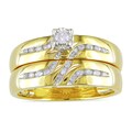 Miadora 10k Yellow Gold 1/6ct TDW Diamond Bridal Ring Set (H-I, I2-I3)