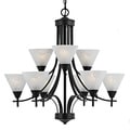 Transitional 9 light Chandelier in English Bronze