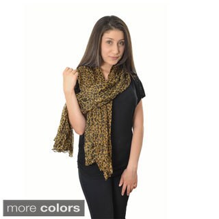 LA77 Women's Leopard Print Crinkle Scarf