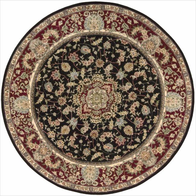(_ _ ) Nourison 2000 Hand-tufted Tabriz Black Rug (6 x 6) Round