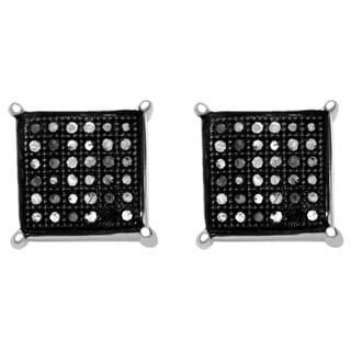 10k White Gold 1/5ct TDW Black Diamond Square Earrings