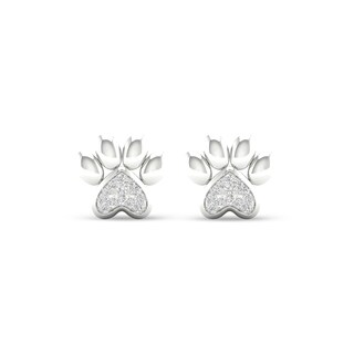 De Couer 10k White Gold Diamond Accent Dog Paw Print Earrings