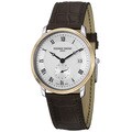 Frederique Constant Men's 'Slim Line' Silver Dial Brown Strap Watch