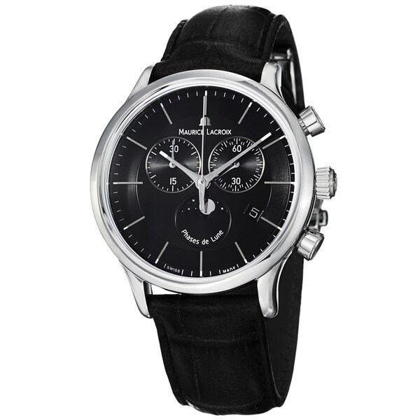 Maurice Lacroix Men's LC1148-SS001-331 'Les Classiques' Black Dial Moon Phase Watch