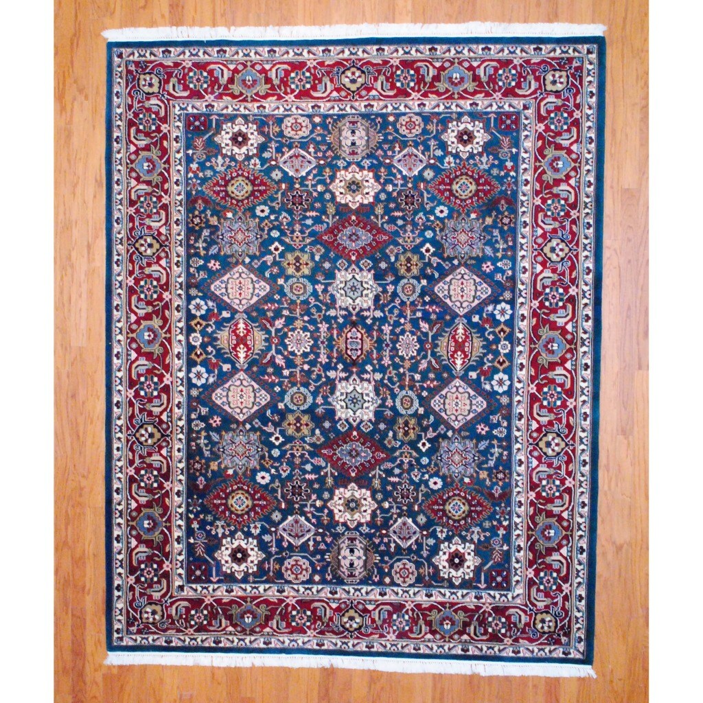Great Prices Indo Hand-knotted Karaja Green/ Burgundy Wool Rug (7'7 x 9'8)