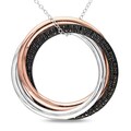 Miadora Two-tone Silver 1/4ct TDW Black Diamond Circle Necklace