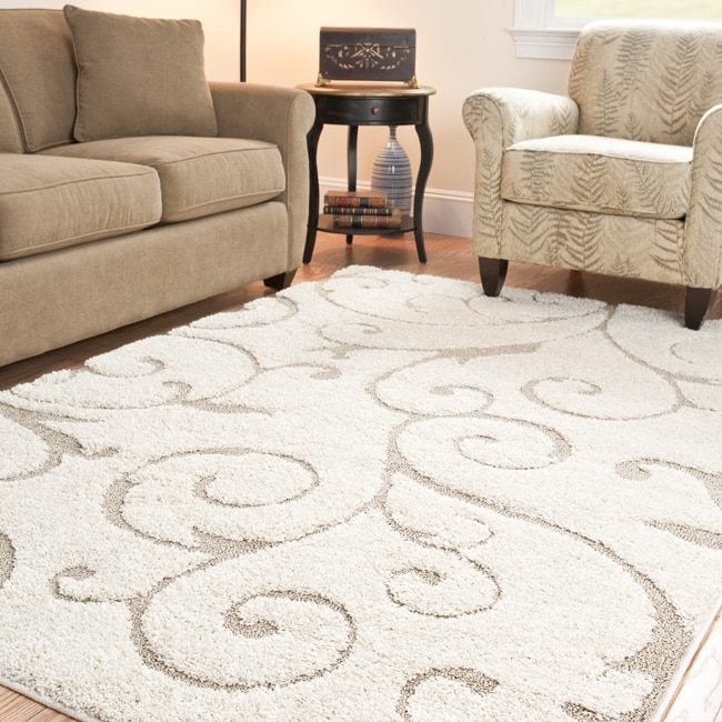 ( ._.) Safavieh Ultimate Cream/ Beige Shag Rug (6' x 9')