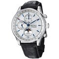 Paul Picot Men's 'Gentleman' Silver Dial Black Leather Strap Watch