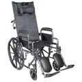 Silver Sport Reclining Wheelchair with Detachable Desk Length Arms