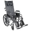 Silver Sport Reclining Wheelchair with Detachable Desk Length Arms and Leg Rest