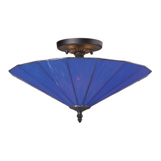 Landmark Lighting Lumino Electric Blue and Matte Black 3-light Semi-flush