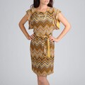 Sharagano Women's Kimono Sleeve Zig Zag Printed Dress