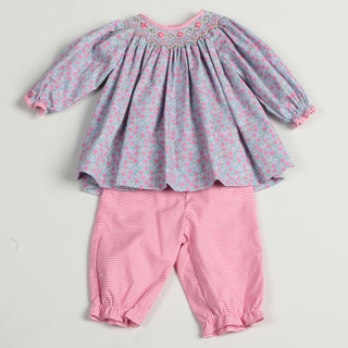 Petit Ami Newborn Girl's Pink Dress Top and Pants