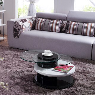 Julia High-Gloss Swivel Glass Tops Coffee Table