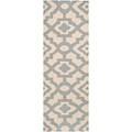Hand-woven Fulshear Blue Wool Rug (2'6 x 8')