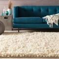 Hand-woven Georgina Ivory Wool Plush Shag Rug (2' x 3')