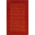 Hand-crafted Orange Tone-On-Tone Bordered Hallsville Wool Rug (2' x 3')