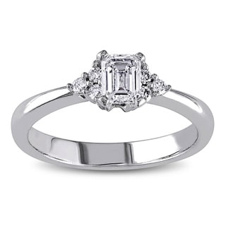 Miadora 14k White Gold 1/2ct TDW Emerald Cut Diamond Engagement Ring (G-H, I1-I2)