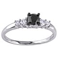 Miadora 14k White Gold 1/2ct TDW Black and White Diamond Ring (G-H, I1-I2)