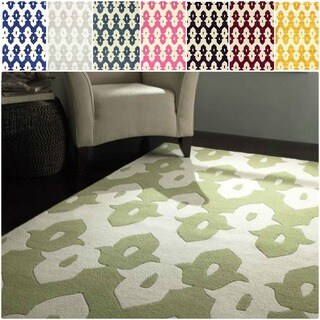 Handmade Modern Ikat Trellis Wool Rug (6' x 9')