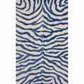 Handmade Zebra Blue Faux Silk / Wool Rug (5' x 8')
