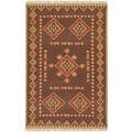 Hand-woven Red/Brown Southwestern Aztec Kelso Hard Twist Wool Rug (2' x 3')