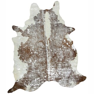 Hand-picked Brown Cowhide Leather Rug (5' x 7')