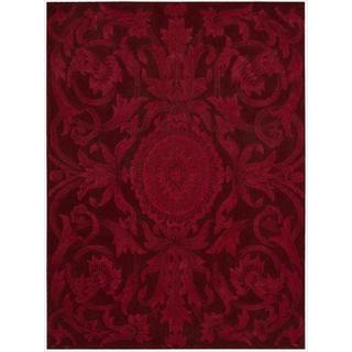 Compare Price Nourison Hand-tufted Moda Medallion Ruby Red Rug (5'6 x 7'5)