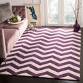Handmade Chevron Purple/ Ivory Wool Rug (4' x 6')