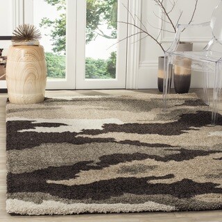 Ultimate Beige/ Brown Shag Rug (6'7 Square)