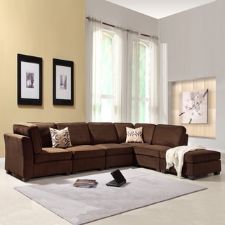 See Reviews TRIBECCA HOME Barnsley Collection Dark Brown Polyester 6-piece Sectional Set
