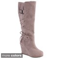 Hailey Jeans Co. Women's 'Bree' Round Toe Lace-up Detail Wedge Boots