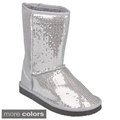 Journee Collection Kid's 'Ugena-star' Faux Fur Accent Sequined Boots