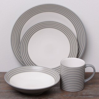 Denby Intro Stripe Grey 16-piece Dinnerware Set