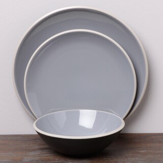 Denby Grey/ Black 12-piece Dinnerware Set