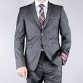 Mantoni Men's Slim Fit Textured Black 2-button Wool Suit