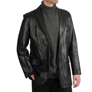 Excelled Men's Lamb Leather 3-Button Blazer
