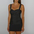 Jantzen Women's Pretty Pin Dot Tankini Top and Black Swim Mini Bottom