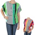 Tressa Designs Women's Contemporary Plus Striped Tie-Waist Top