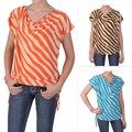Tressa Designs Women's Contemporary Plus Size Striped Short-sleeve Top